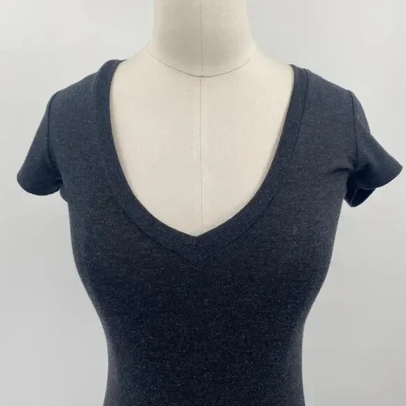 Aritzia Community Maxi Dress V Neck Jersey Knit Rayon Stretch Dark Gray XS - Picture 3 of 11